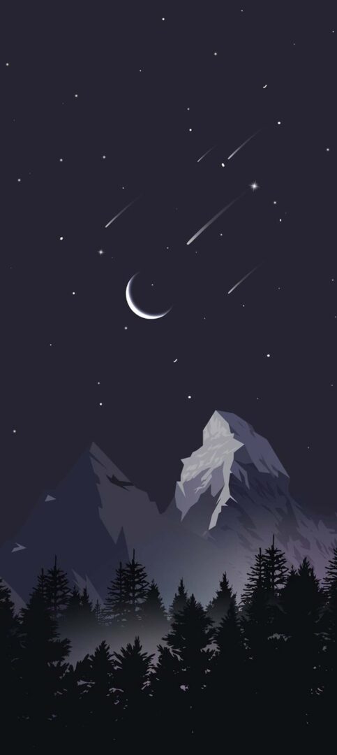 Falling Stars Little Moon iPhone Wallpaper Artistic Screen Saver