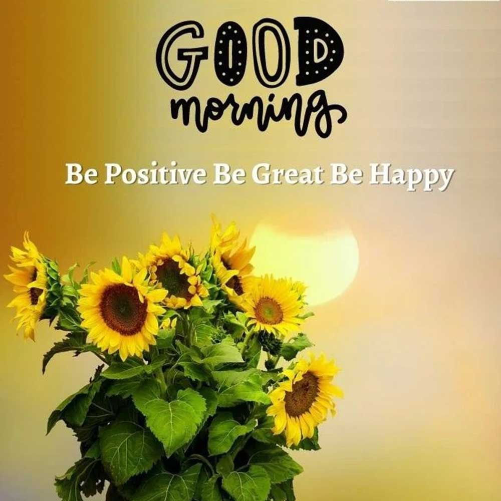 Be Positive Good Morning Image With Sunflower